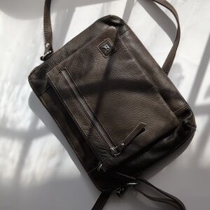 Wise Owl Brown Genuine Leather Crossbody Shoulder Bag
